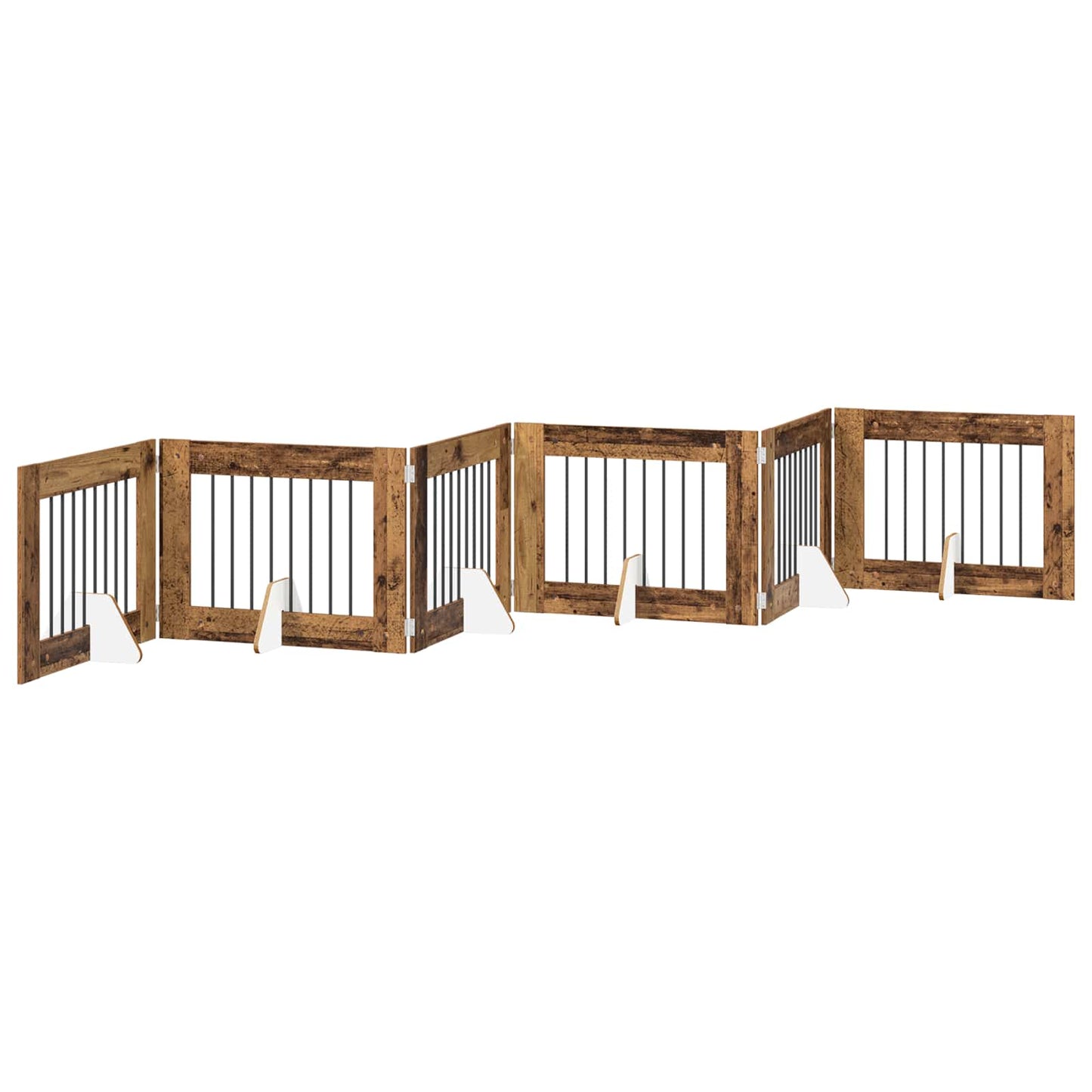 Foldable Dog Gate with Stands 6 pcs Old Wood 482 cm