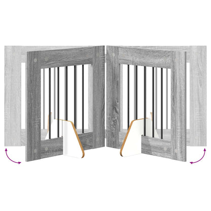 Foldable Dog Gate with Stands 2 pcs Grey Sonoma 120.5 cm