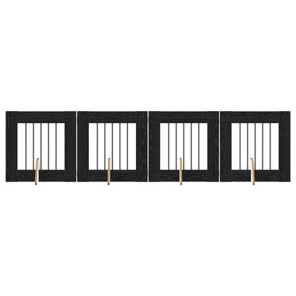 Foldable Dog Gate with Stands 4 pcs Black Oak 241 cm