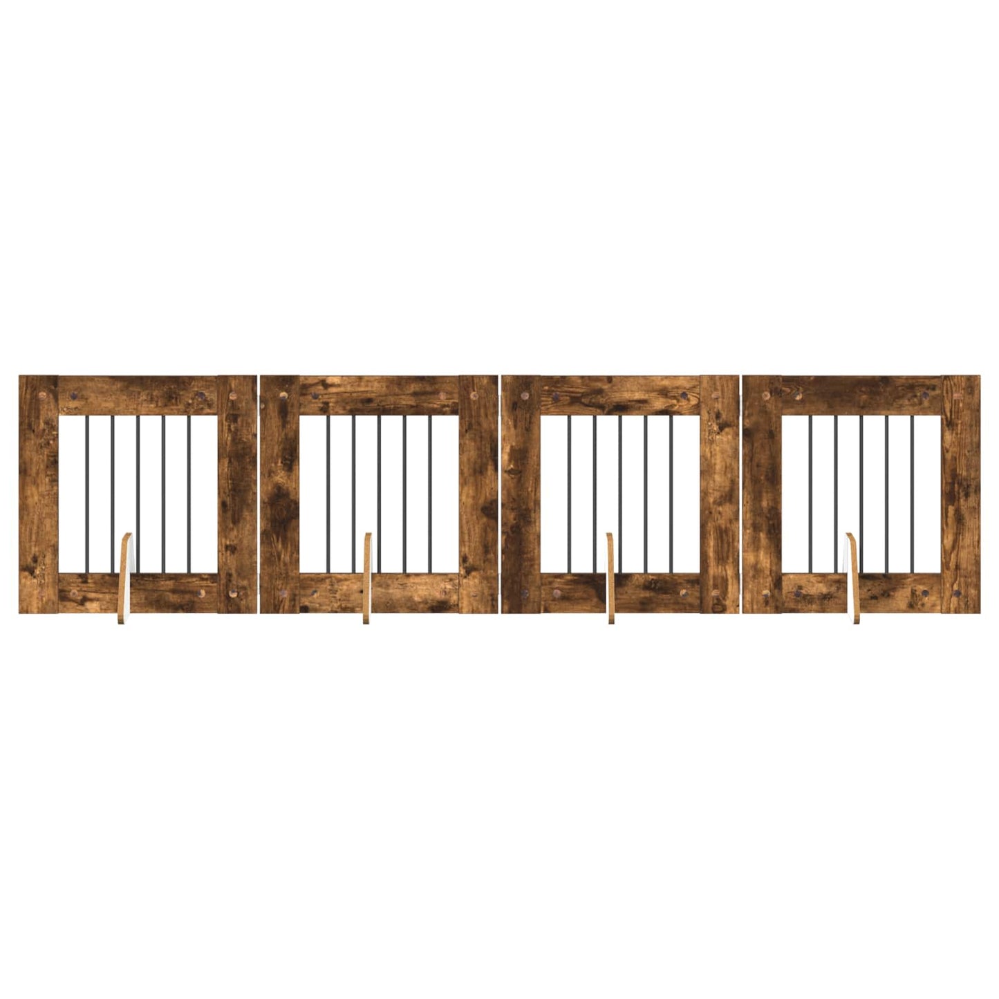 Foldable Dog Gate with Stands 4 pcs Smoked Oak 241 cm