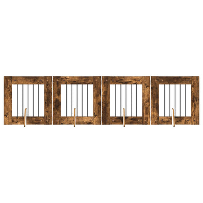 Foldable Dog Gate with Stands 4 pcs Smoked Oak 241 cm