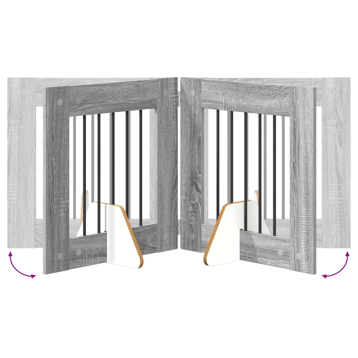 Foldable Dog Gate with Stands 4 pcs Grey Sonoma 241 cm