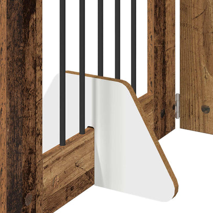 Foldable Dog Gate with Stands 4 pcs Old Wood 241 cm