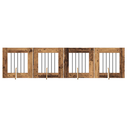 Foldable Dog Gate with Stands 4 pcs Old Wood 241 cm