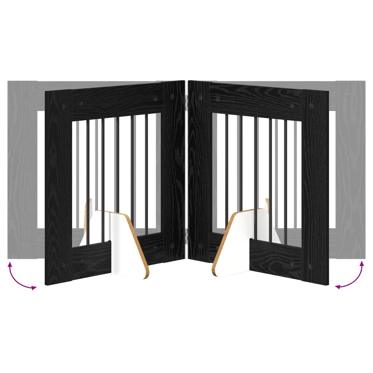 Foldable Dog Gate with Stands 6 pcs Black Oak 362 cm
