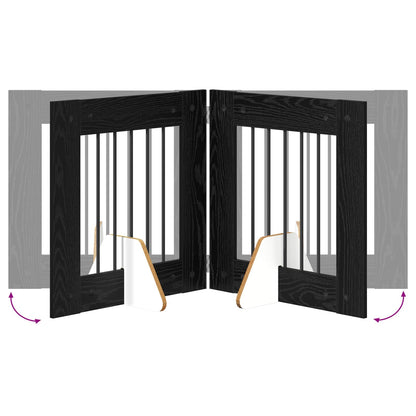 Foldable Dog Gate with Stands 6 pcs Black Oak 362 cm