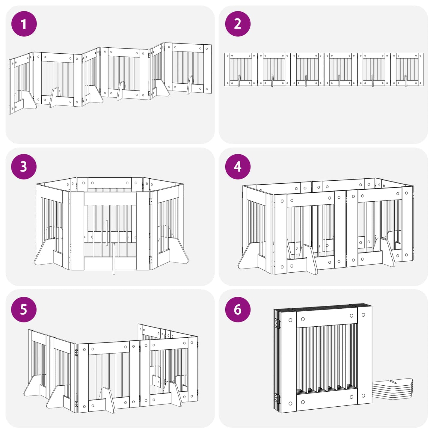 Foldable Dog Gate with Stands 6 pcs Black Oak 362 cm