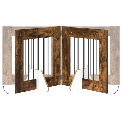 Foldable Dog Gate with Stands 6 pcs Smoked Oak 362 cm