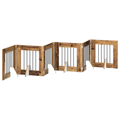 Foldable Dog Gate with Stands 6 pcs Old Wood 362 cm
