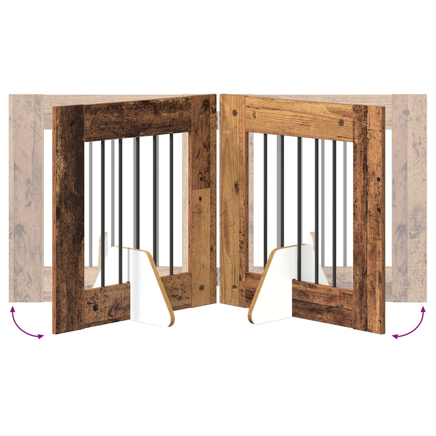 Foldable Dog Gate with Stands 6 pcs Old Wood 362 cm