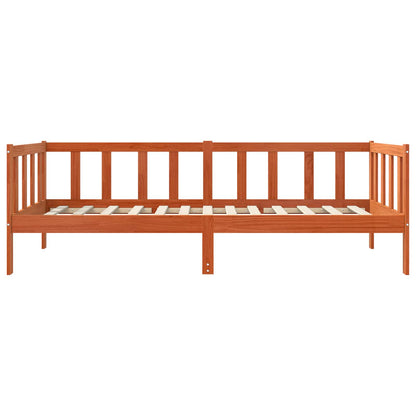 Bed Frame with Headboard Wax Brown 90 x 190 cm Solid Pine Wood