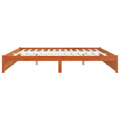 Bed Frame Wax Brown 140 x 200 cm Solid Pine Wood