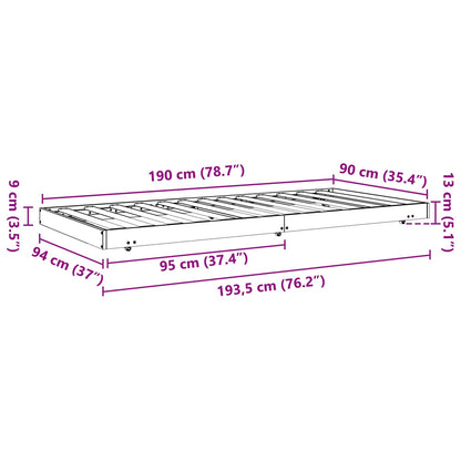 Bed Frame Wax Brown 90 x 190 cm Solid Pine Wood