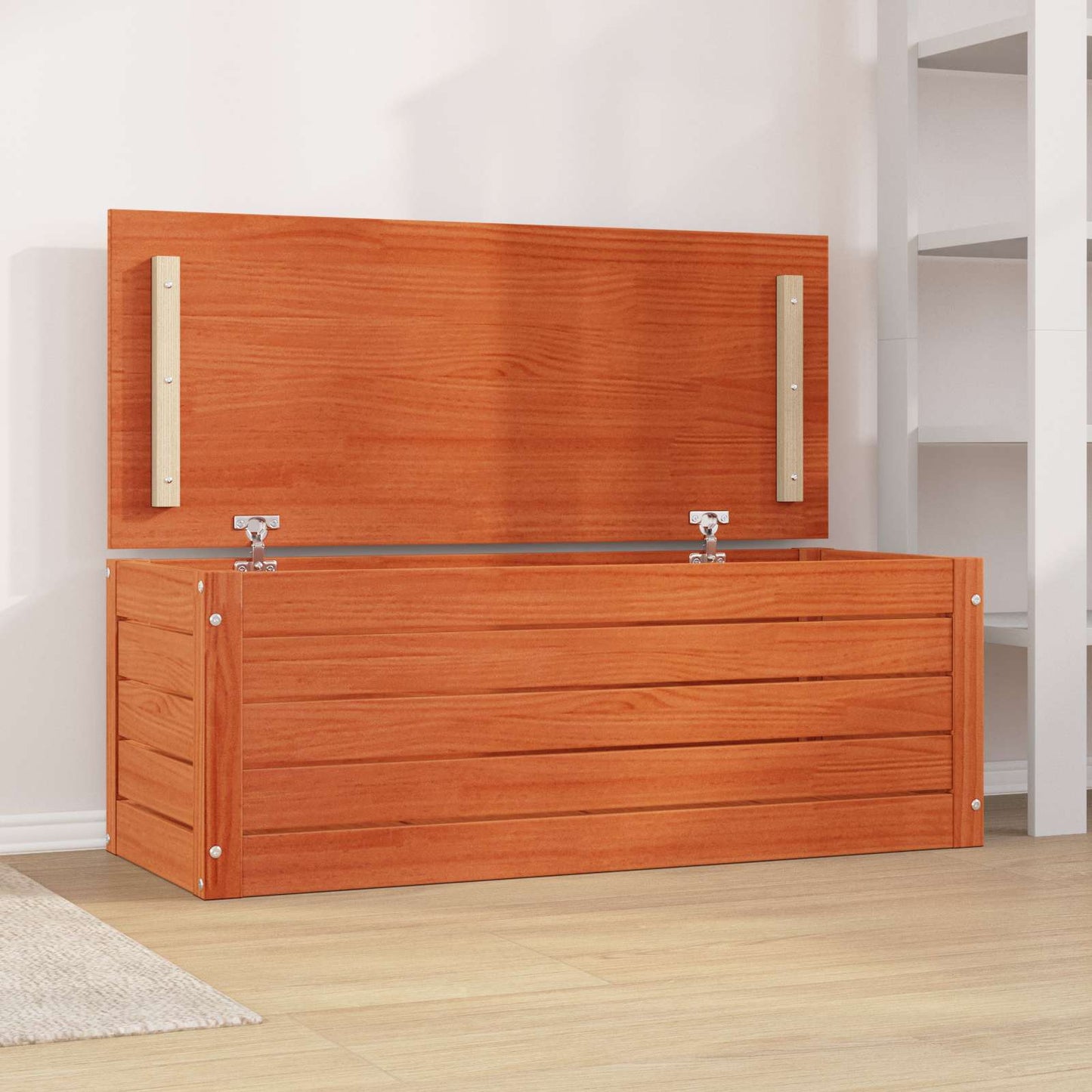 Storage Box Wax Brown 109 x 36.5 x 33 cm Solid Pine Wood
