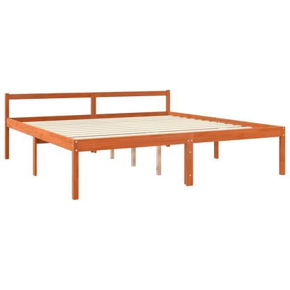 Bed Frame with Headboard Wax Brown 180 x 200 cm Solid Pine Wood