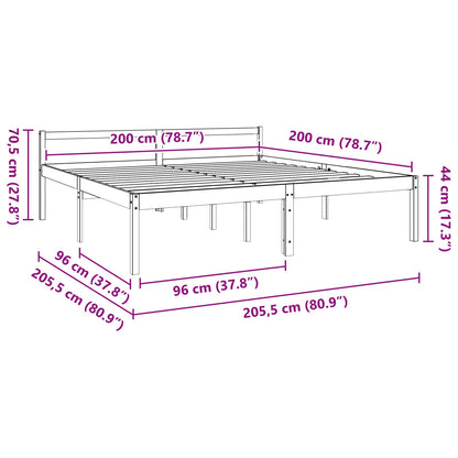 Bed Frame with Headboard Wax Brown 200 x 200 cm Solid Pine Wood