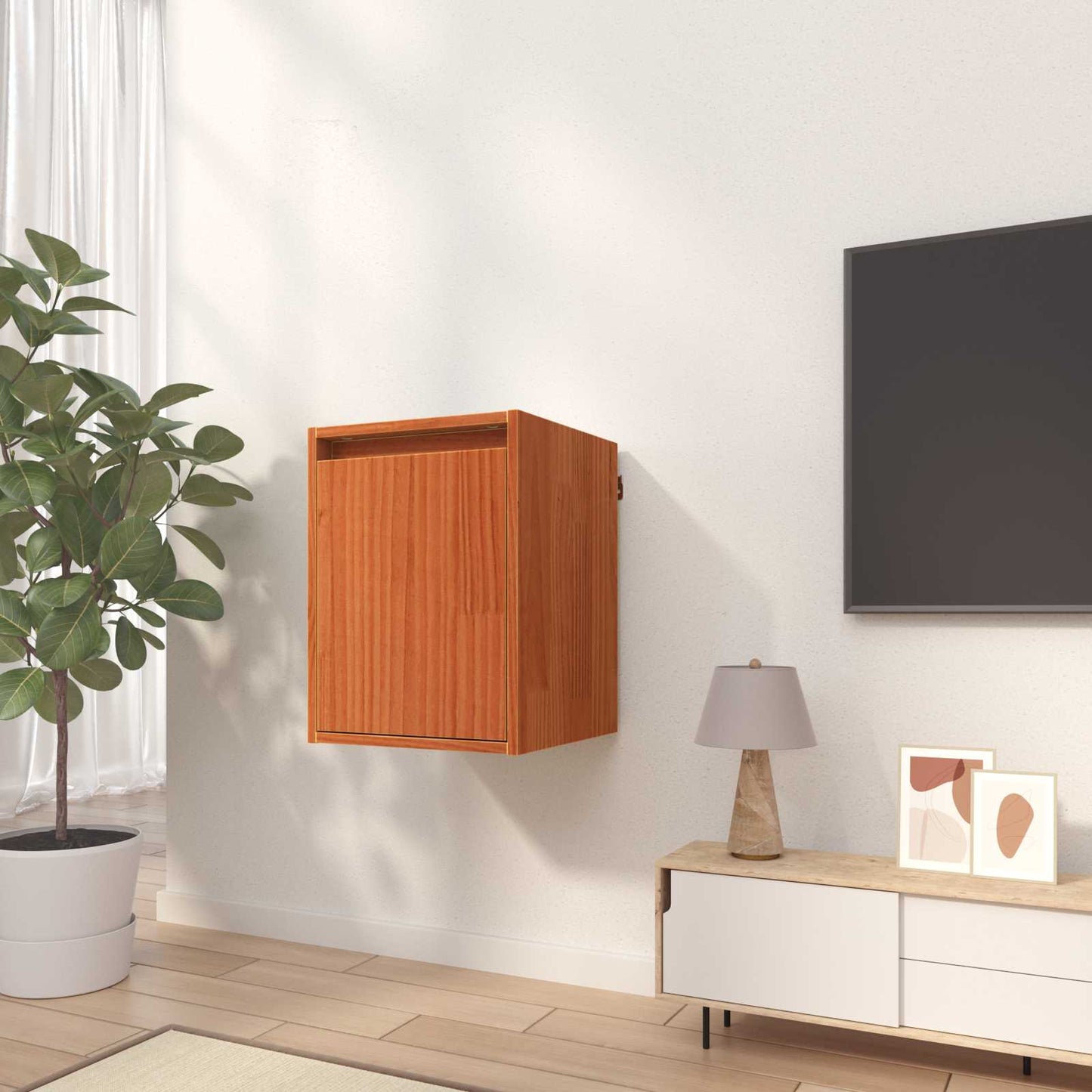 Wall Cabinet Wax Brown 30 x 30 x 40 cm Solid Pine Wood