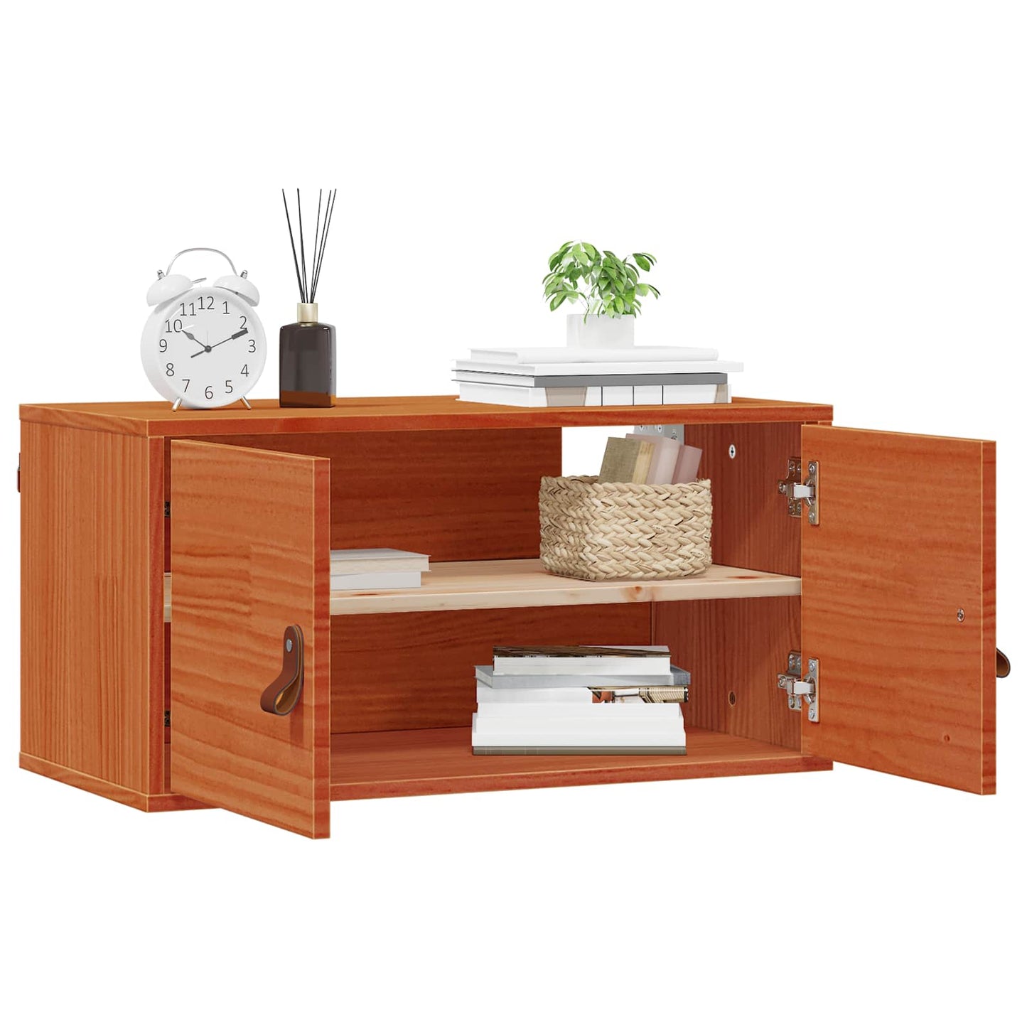 Wall Cabinet 2 pcs Wax Brown 60 x 30 x 30 cm Solid Pine Wood