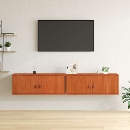 Wall Cabinet 2 pcs Wax Brown 80 x 30 x 30 cm Solid Pine Wood