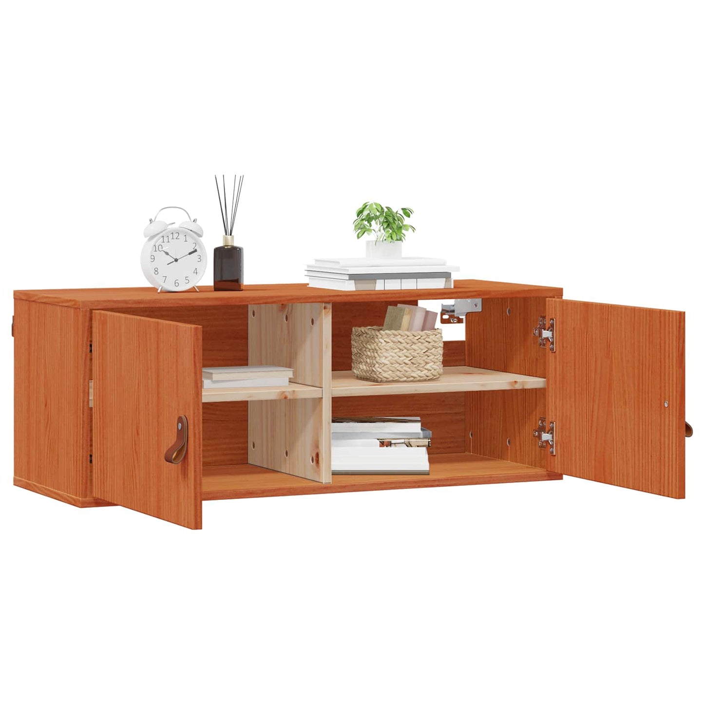 Wall Cabinet 2 pcs Wax Brown 80 x 30 x 30 cm Solid Pine Wood