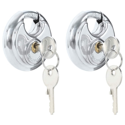 Discus Locks with Keys 2 pcs Silver 6 x 2.3 x 6 cm