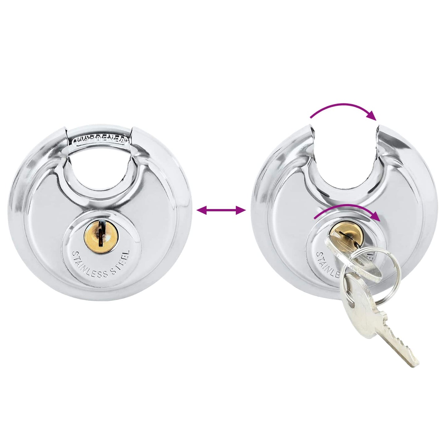 Discus Locks with Keys 2 pcs Silver 6 x 2.3 x 6 cm