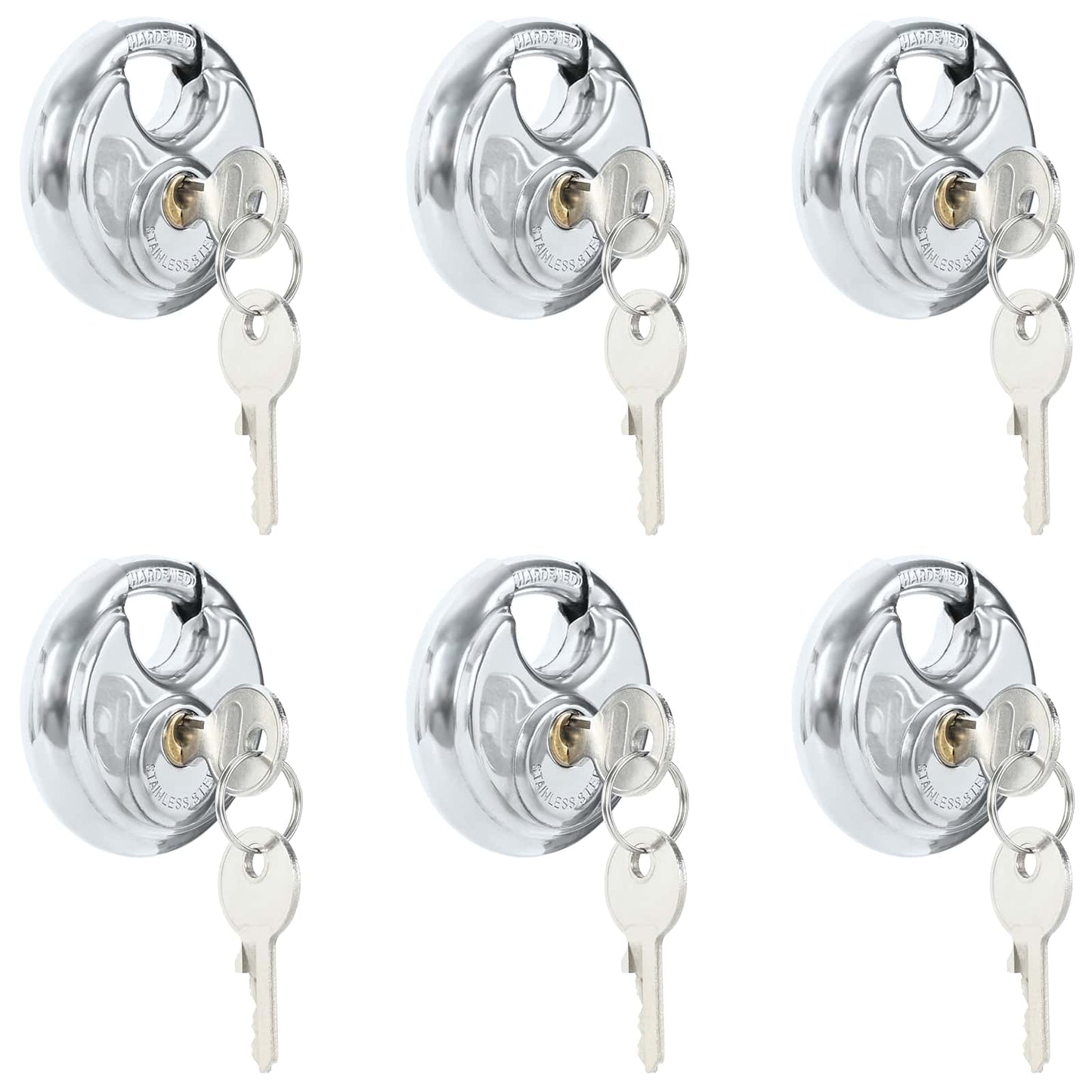 Discus Locks with Keys 6 pcs Silver 6 x 2.3 x 6 cm