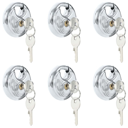 Discus Locks with Keys 6 pcs Silver 6 x 2.3 x 6 cm