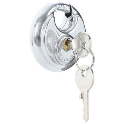 Discus Locks with Keys 6 pcs Silver 7 x 2.4 x 7 cm