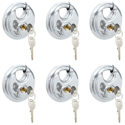 Discus Locks with Keys 6 pcs Silver 8 x 2.8 x 8 cm