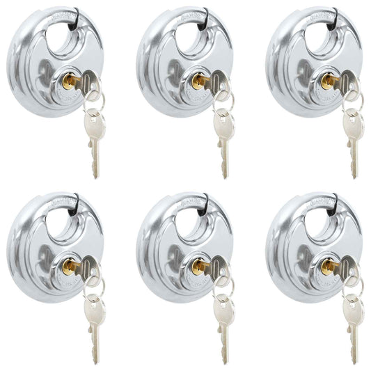 Discus Locks with Keys 6 pcs Silver 8 x 2.8 x 8 cm