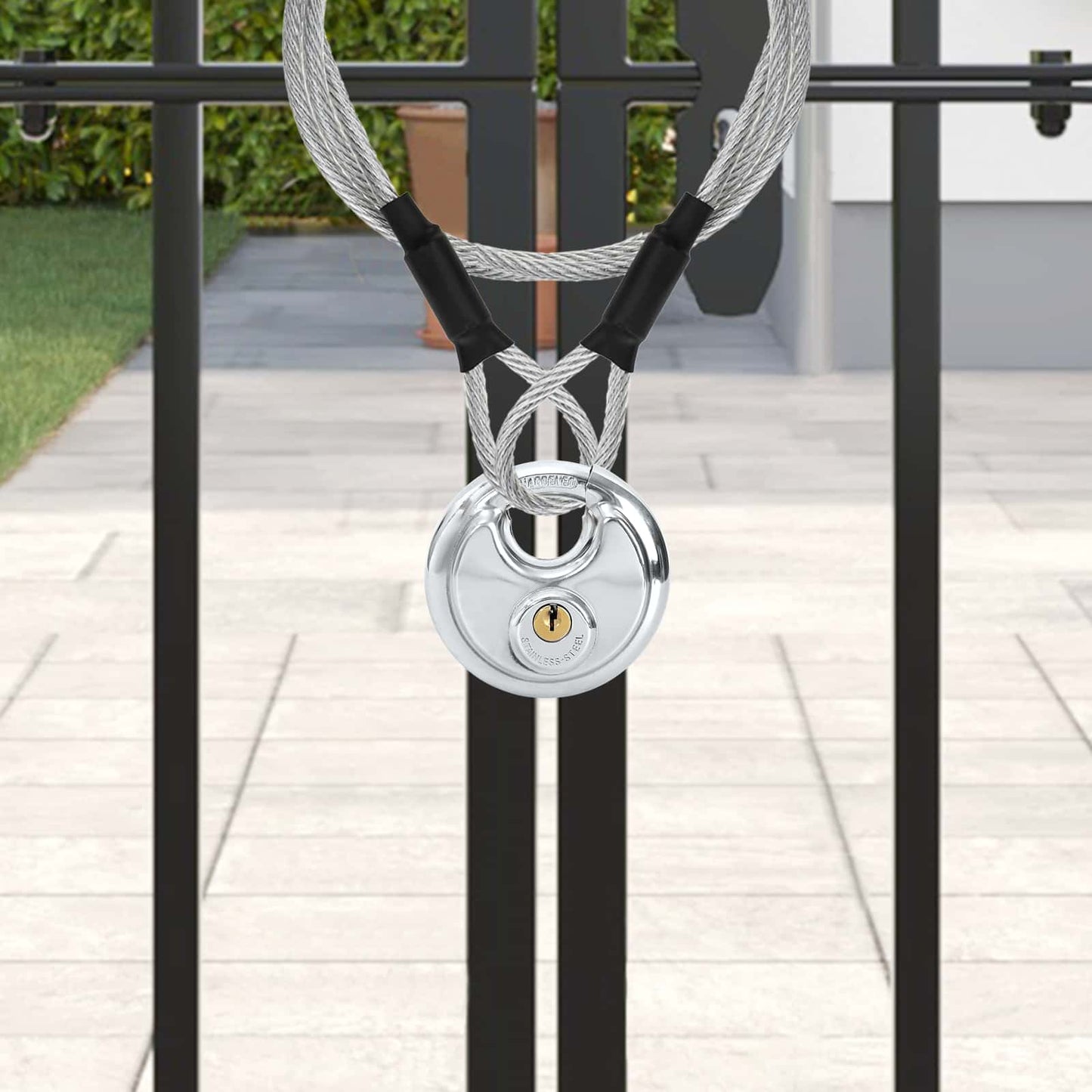 Discus Locks with Keys 2 pcs Silver 9 x 2.8 x 9 cm