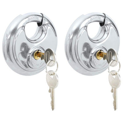 Discus Locks with Keys 2 pcs Silver 9 x 2.8 x 9 cm