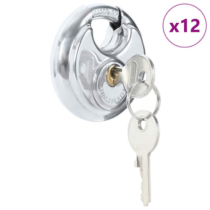 Discus Locks with Keys 12 pcs Silver 9 x 2.8 x 9 cm