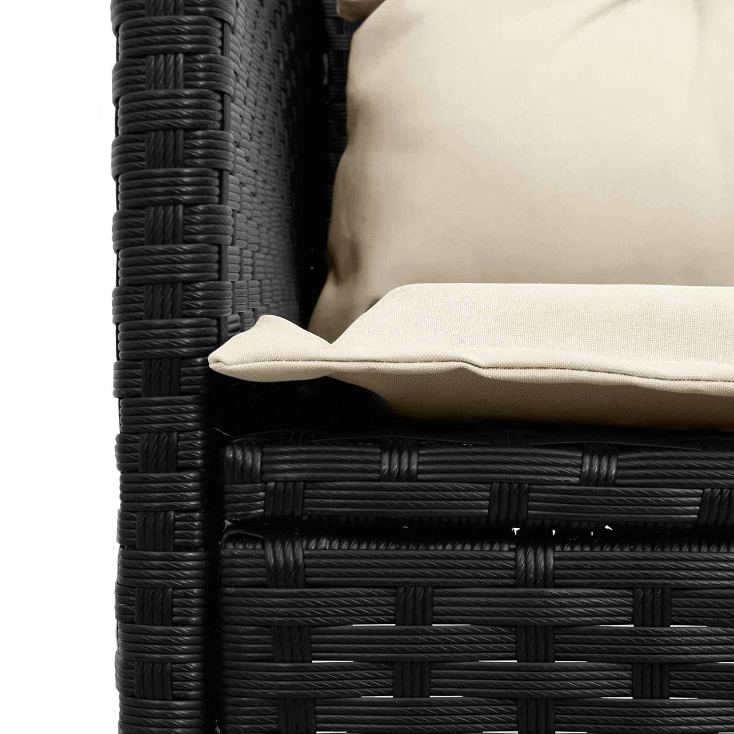 Garden Sofa Set with Cushion 2 pcs Black and Cream Poly Rattan