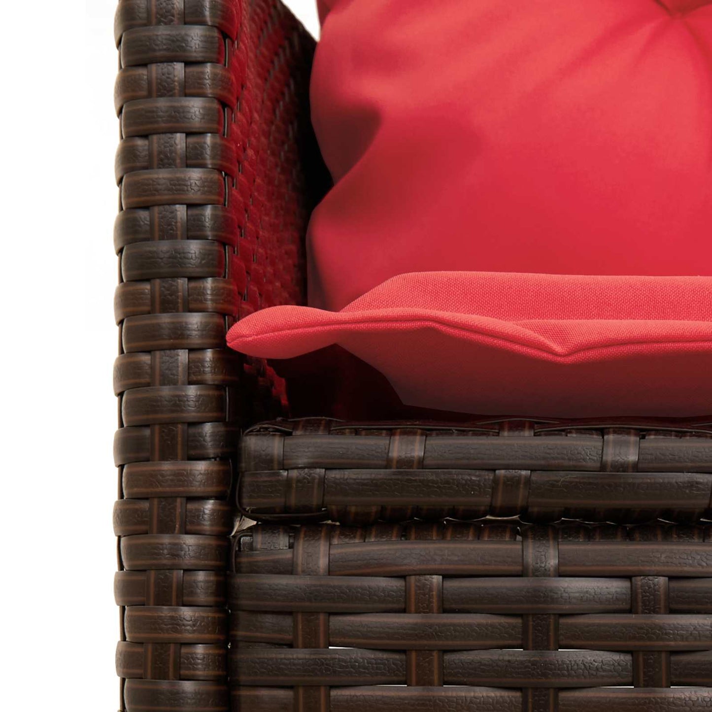 Garden Sofa Set with Cushion 2 pcs Brown and Red Poly Rattan