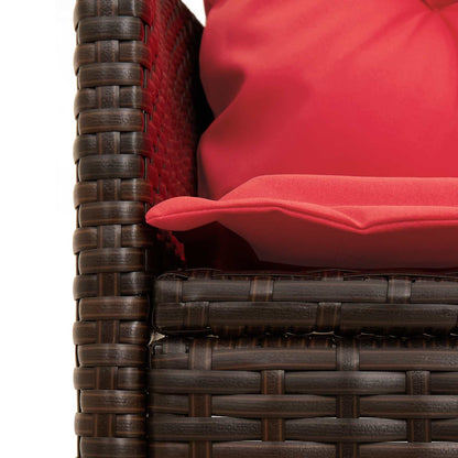 Garden Sofa Set with Cushion 2 pcs Brown and Red Poly Rattan