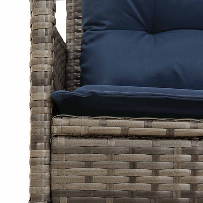 Garden Sofa Set 2 pcs Grey and Navy Blue Poly Rattan