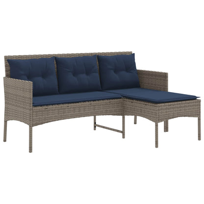 Garden Sofa Set 2 pcs Grey and Navy Blue Poly Rattan