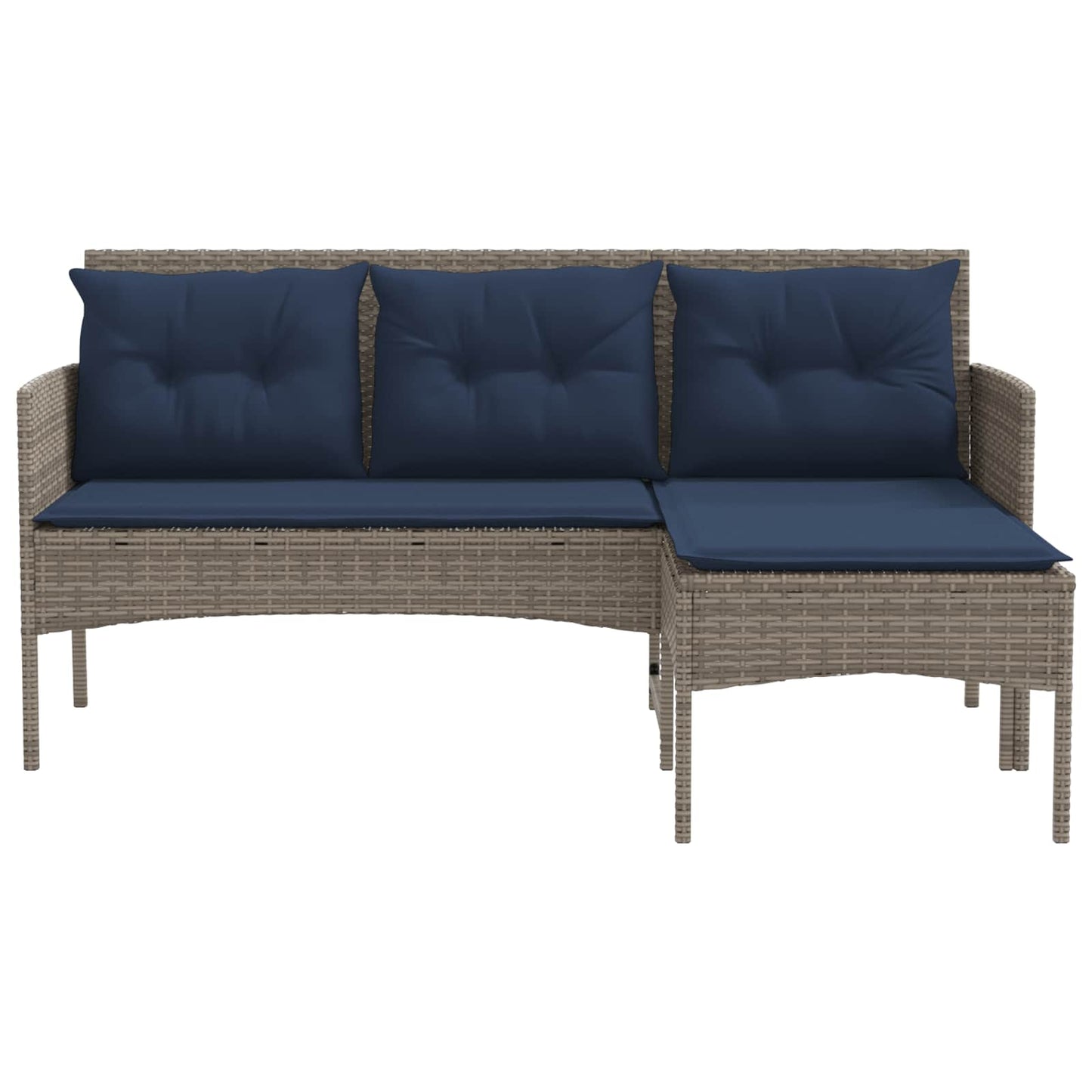 Garden Sofa Set 2 pcs Grey and Navy Blue Poly Rattan