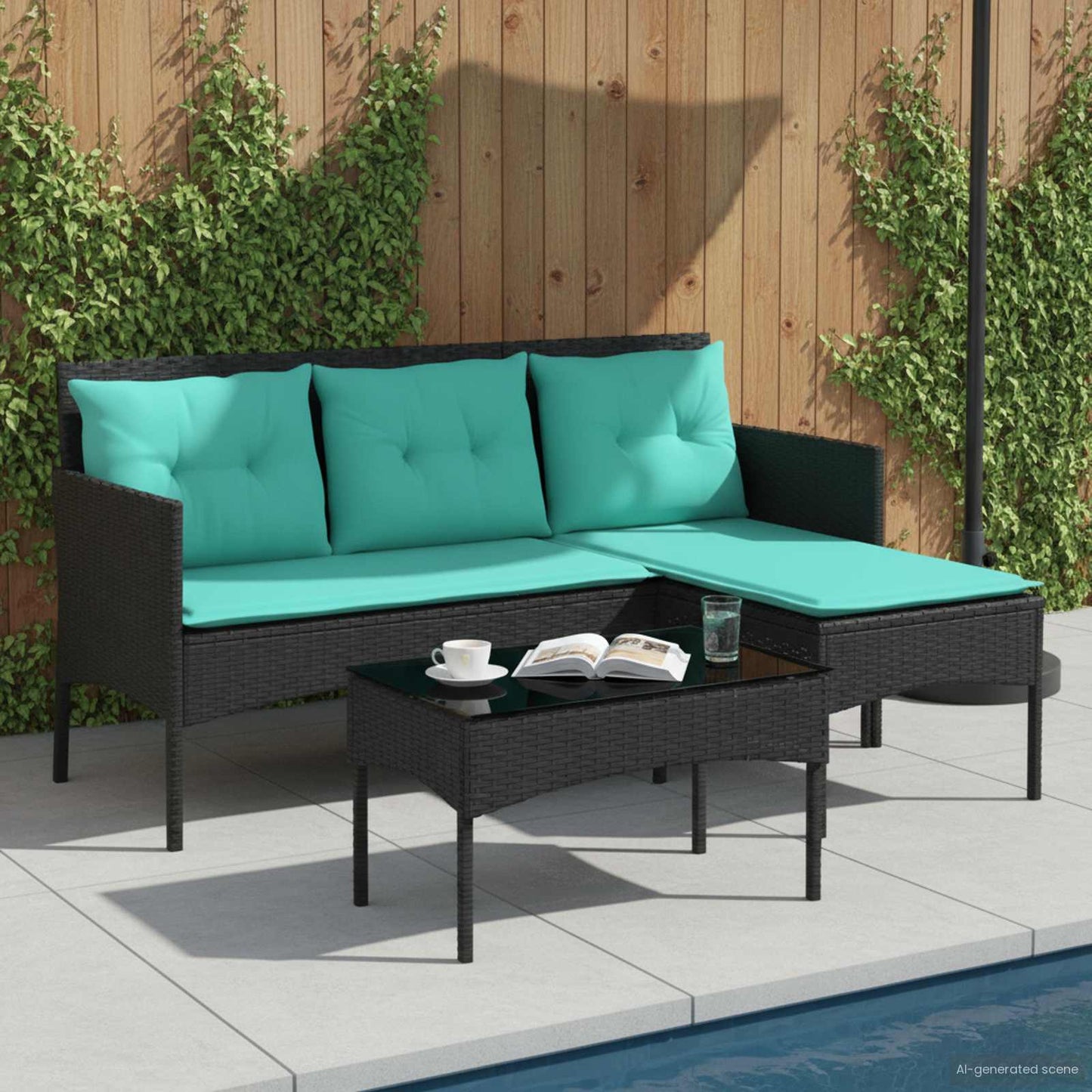 Garden Sofa Set with Cushion 2 pcs Poly Rattan