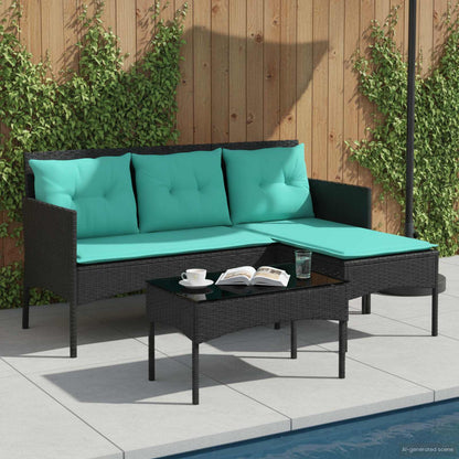 Garden Sofa Set with Cushion 2 pcs Poly Rattan