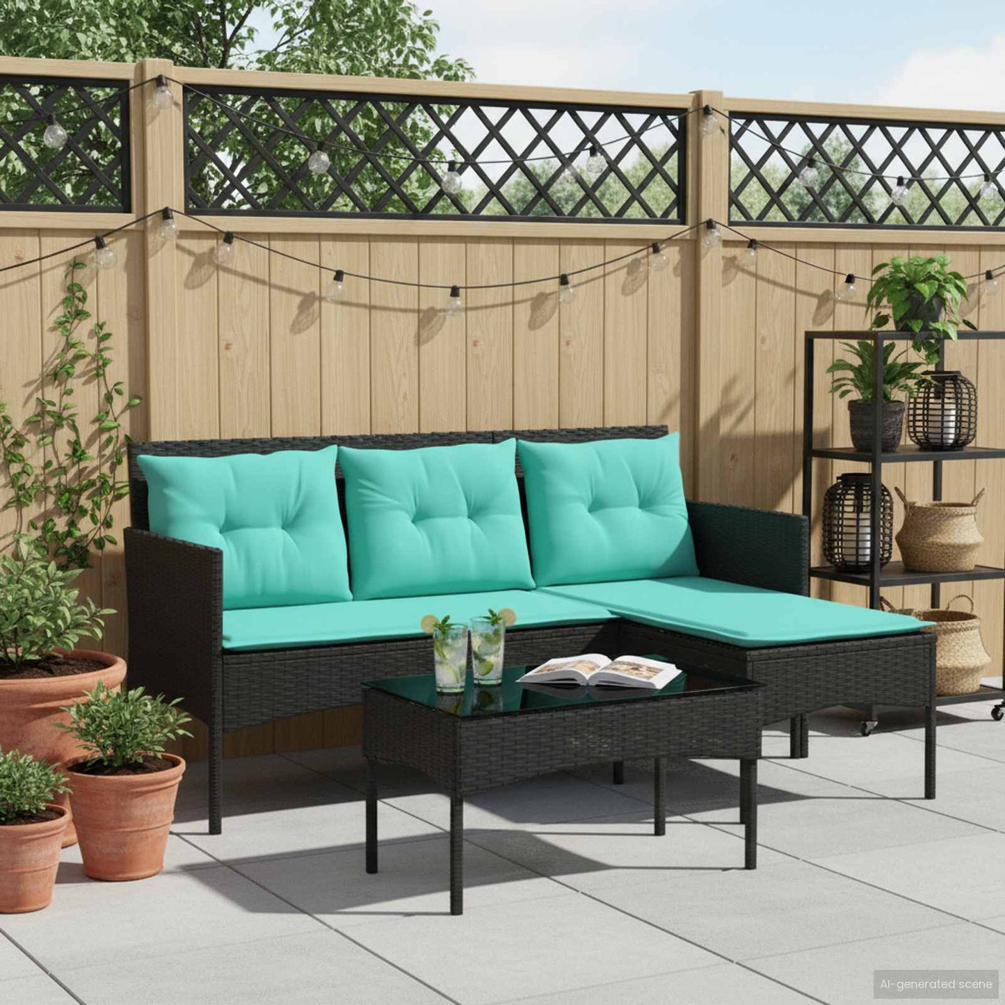Garden Sofa Set with Cushion 2 pcs Poly Rattan