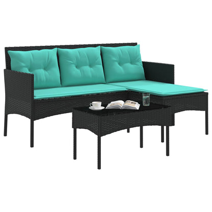 Garden Sofa Set with Cushion 2 pcs Poly Rattan
