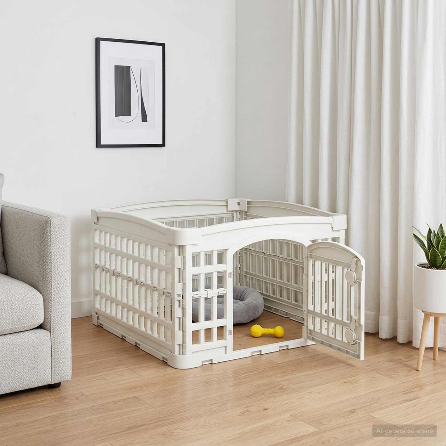4 Panel Dog Playpen 60 x 60 x 38 cm Plastic White Foldable