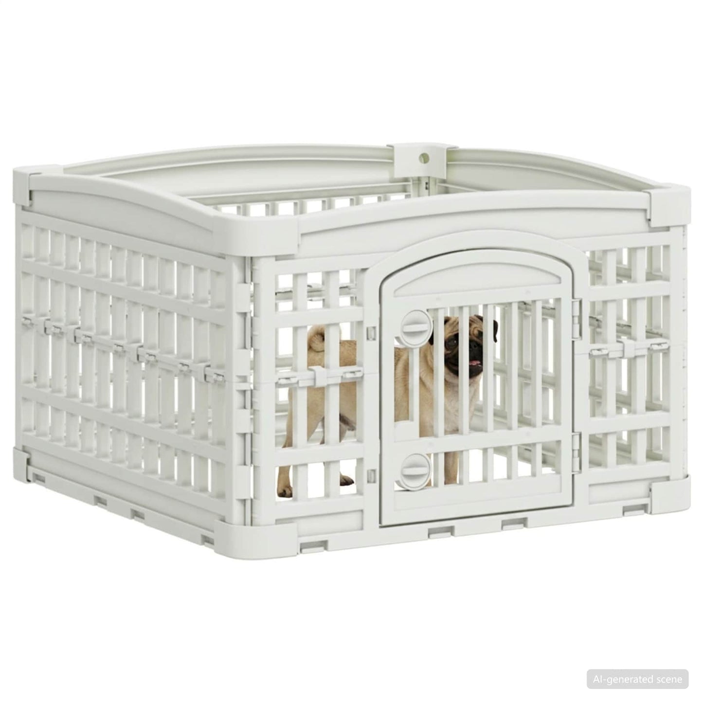 4 Panel Dog Playpen 60 x 60 x 38 cm Plastic White Foldable