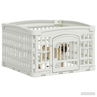 4 Panel Dog Playpen 60 x 60 x 38 cm Plastic White Foldable