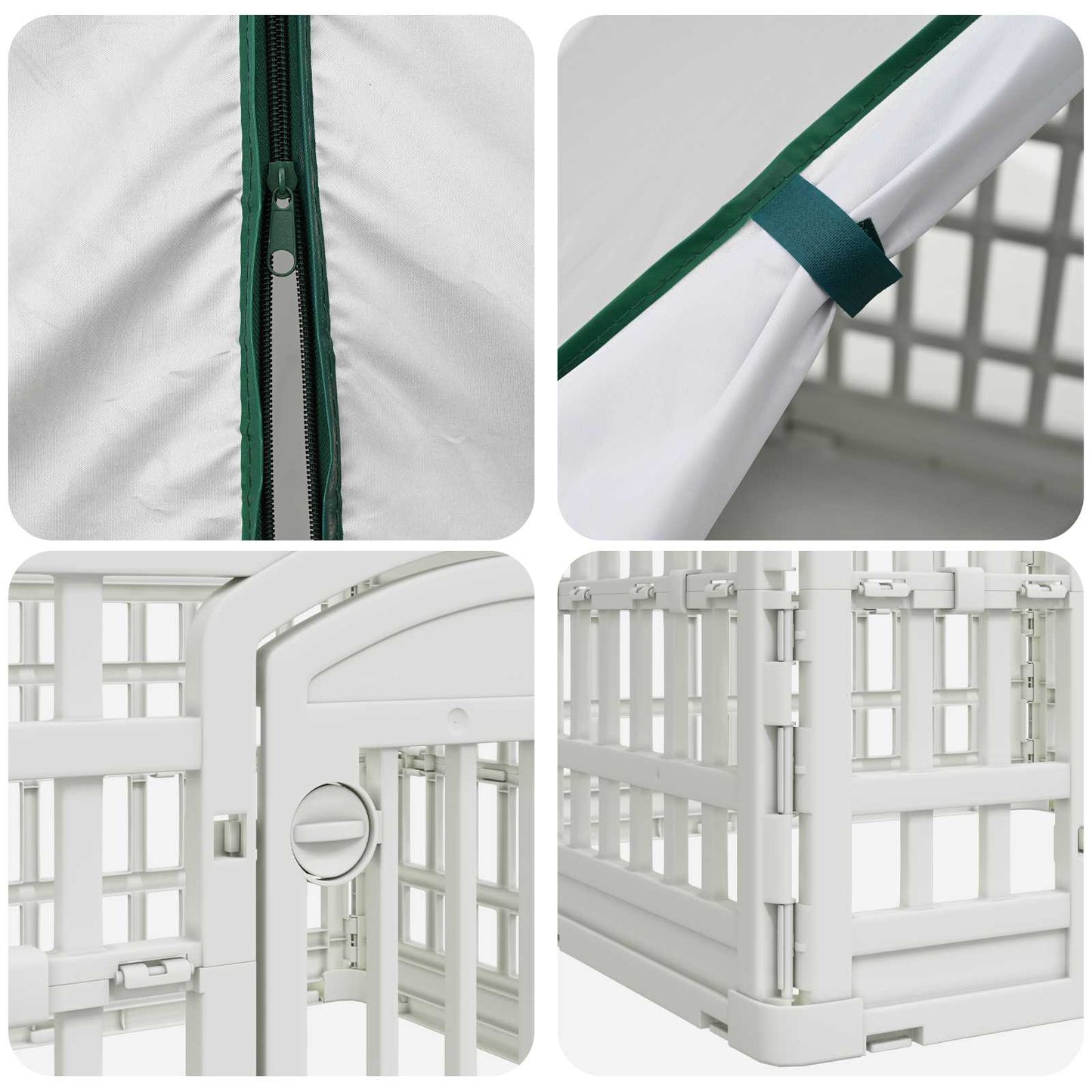 4 Panel Dog Playpen with Roof 60 x 60 x 82 cm Plastic White