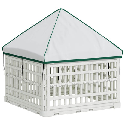 4 Panel Dog Playpen with Roof 60 x 60 x 82 cm Plastic White