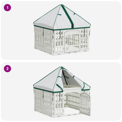 4 Panel Dog Playpen with Roof 60 x 60 x 82 cm Plastic White